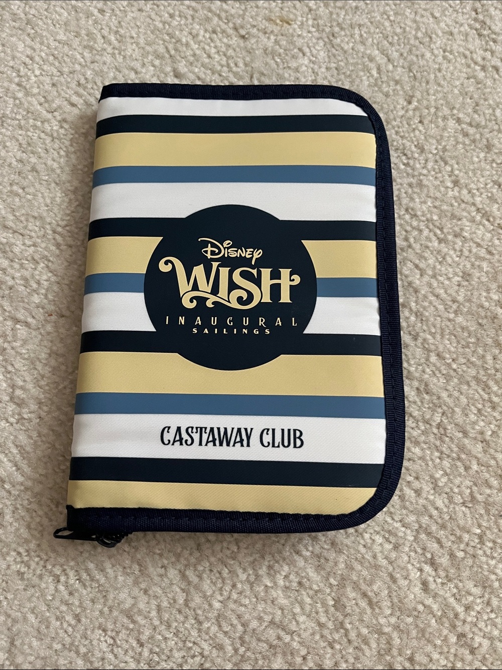 Disney Wish Castaway Club Striped Zip Pouch - Navy, Yellow, White, Blue